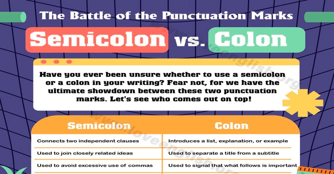 Semicolon vs Colon